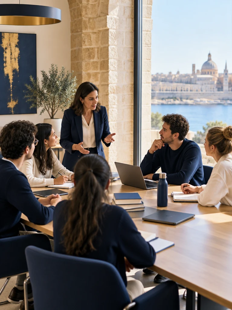 Concept image of a small group learning with a tutor